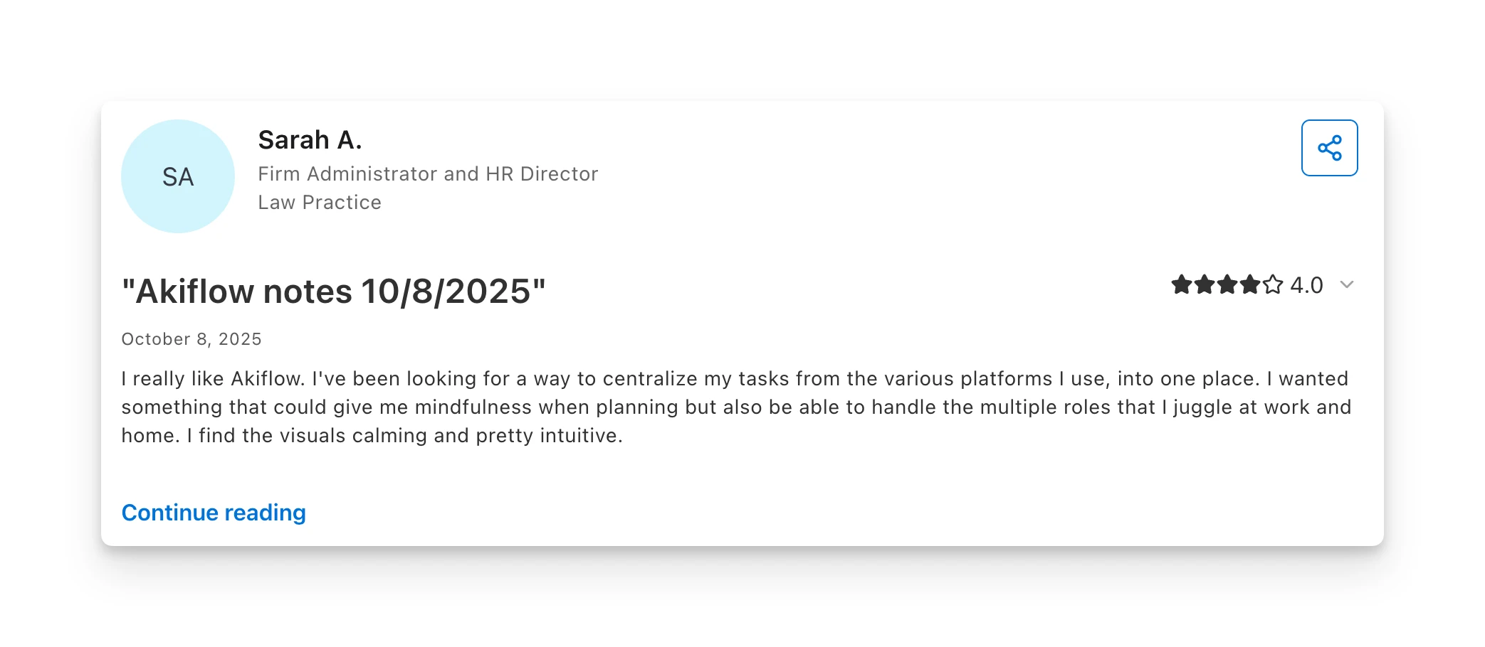 Akiflow Capterra Review