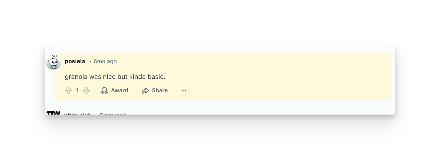 Granola Reddit Customer Review