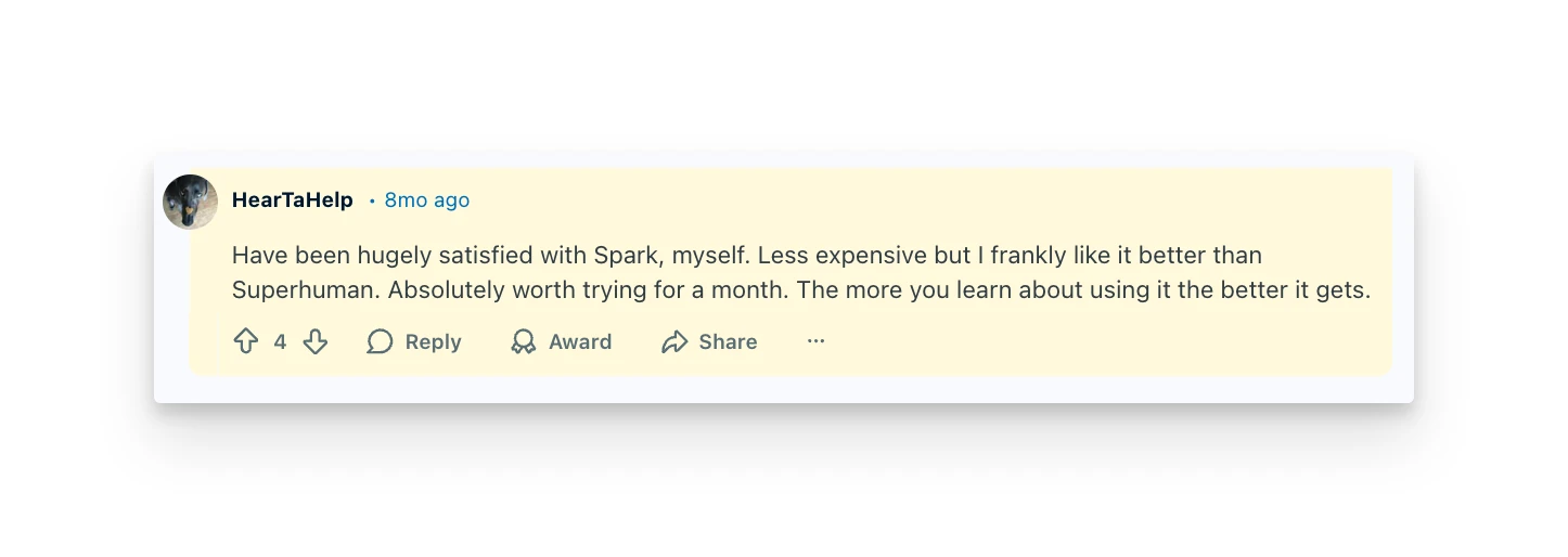 Spark Mail Reddit review 1