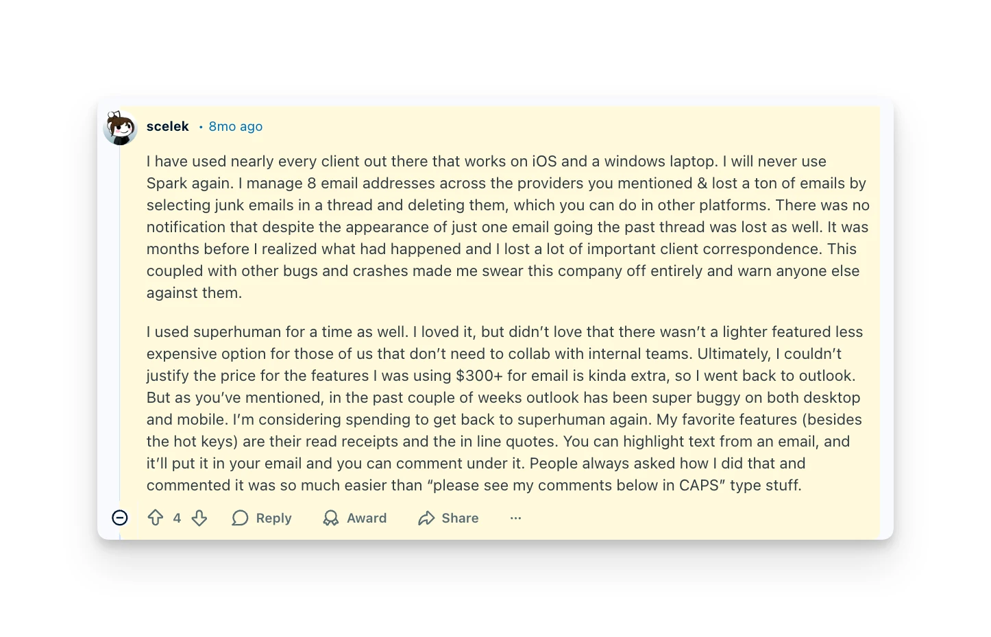 Spark Mail Reddit review 2